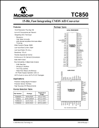 TC850ILW datasheet: 15-Bit, fast integrating CMOS A/D converter TC850ILW