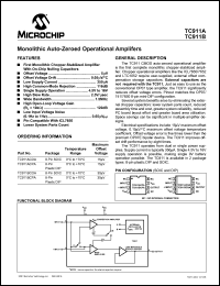 TC911ACOA datasheet: Monolithic auto-zeroed operational amplifers, maximum offset voltage 15uV TC911ACOA