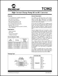 TC962CPA datasheet: High current charge pump DC-to-DC converter TC962CPA