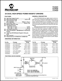 TC4423EOE datasheet: 3A dual high-speed power MOSFET drivers TC4423EOE