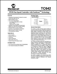 TC642COA713 datasheet: PWM fan speed controller with FanSense TM technology TC642COA713