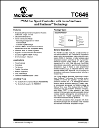 TC646VPA datasheet: PWM fan speed controller with auto-shutdown and FanSense TM technology TC646VPA