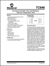 TC648VUA datasheet: Fan speed controller with auto-shutdown  and over-temperature aler TC648VUA