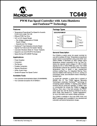 TC649EUATR datasheet: PWM fan speed controller with auto-shutdown and FanSense TM technology TC649EUATR