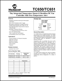 TC651AGVUATR datasheet: Tiny integrated temperature sensor & brushless DC fan controller with over-temperature alert, temp. range 30C TC651AGVUATR