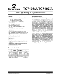 TC7106ACKW datasheet: 3-1/2 digit analog-to-digital converters with drives LCD TC7106ACKW