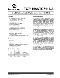 TC7117CPL datasheet: 3-1/2 digit analog-to-digital converters with hold, drives LED TC7117CPL