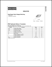 KSA1010 datasheet: PNP transistor, high speed high voltage switching KSA1010