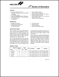 HT682L datasheet: Decoders for burglar alarm system, car door controllers and etc. HT682L