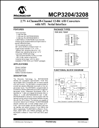 MCP3204-CI/SL datasheet: Bits number of 12 A/D D/A features CMOS, Latches, Rail-to-Rail,Serial Output,Successive Approximation,Sample and Hold Power Ptot MCP3204-CI/SL