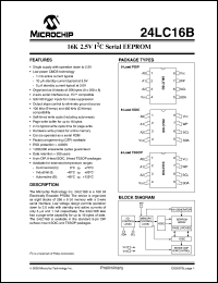 24LC16B/P datasheet: 16K BIT SERIAL EEPROM 24LC16B/P