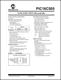 PIC16C505-04I/P. datasheet: Bits number of 8 Memory configuration 1024x12 Memory type OTP Microprocessor/controller features INTERNAL OSCILLATOR,ISP Frequency clock 4 MHz Memory size 1 K-bit PIC16C505-04I/P.