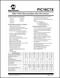 PIC16C72A-20/SS datasheet: Bits number of 8 Memory configuration 2048x14 Memory type OTP Microprocessor/controller features Brown-out Detection, Watchdog Timer , In-System Programming ,IICB,SPI,PWM,Capture/Compare Fre PIC16C72A-20/SS