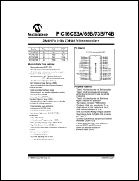 PIC16C73B-04/SO datasheet: Bits number of 8 Memory configuration 4096x14 Memory type OTP Microprocessor/controller features Brown-out Detection, Watchdog Timer , In-System Programming ,IICB,SPI,PWM,Capture/Compare Freq PIC16C73B-04/SO