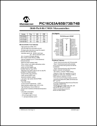 PIC16C74B-20I/P datasheet: Bits number of 8 Memory configuration 4096x14 Memory type OTP Microprocessor/controller features 2 PWM, Brown- Out Detection, Watchdog , In-System Programming, 2 CCP,Parallel Slave Port Freq PIC16C74B-20I/P