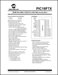 PIC16F74-I/P datasheet: Bits number of 8 Memory type Flash Frequency clock 20 MHz PIC16F74-I/P