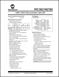 PIC16C765-I/P datasheet: Bits number of 8 Memory type OTP Frequency clock 20 MHz Memory size 8 K-bit 8-bit CMOS EPROM MCU, 8K OTP PROM, 256 bytes RAM PIC16C765-I/P