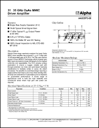 AA038N3-00 datasheet: 37-40 GHz GaAs MMIC  low noise  amplifier AA038N3-00