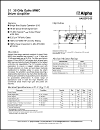 AA035P3-00 datasheet: 31-35 GHz GaAs MMIC  driver  amplifier AA035P3-00