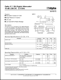 AA103-72 datasheet: GaAs IC 1 bit digital attenuator 10dB LSB DC-2.5 GHz AA103-72
