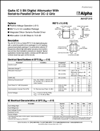 AA107-310 datasheet: GaAs IC 5 bit digital attenuator with serial-to-parallel driver DC-2 GHz AA107-310