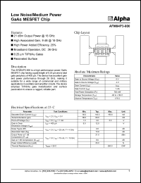 AFM04P3-000 datasheet: Low noise/ medium power GaAs MESFET chip AFM04P3-000