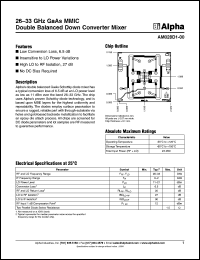 AM028D1-00 datasheet: 26-33 GHz GaAs MMIC double balanced down converter mixer AM028D1-00
