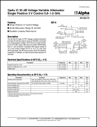 AV109-73 datasheet: GaAs IC 35 dB voltage variable attenuator single positive 3 V control 0.8-1 GHz AV109-73