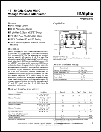 AV850M2-00 datasheet: 18-40 GHz GaAs MMIC voltage variable attenuator AV850M2-00
