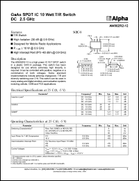 AW002R2-12 datasheet: GaAs SPDT IC 10 Watt T/R switch DC-2.5 GHz AW002R2-12