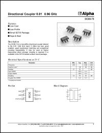 DC08-73 datasheet: Directional coupler 0.81-0.96 GHz DC08-73