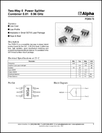 PD09-73 datasheet: Two-way 0 power splitter combiner 0.81-0.96 GHz PD09-73