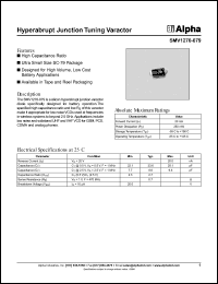 SMV1270-079 datasheet: Hyperabrupt junction tuning varactor SMV1270-079