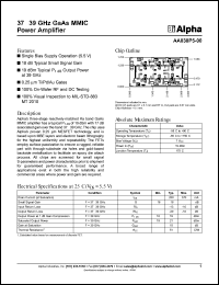 AA038P5-00 datasheet: 37-39 GHz GaAs MMIC power amplifier AA038P5-00