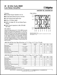 AA035N2-00 datasheet: 28-36 GHz GaAs MMIC low noise amplifier AA035N2-00