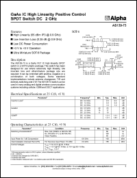 AS139-73 datasheet:  GaAs IC high linearity positive control SPDT switch DC-2 GHz AS139-73