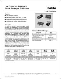 SMP1304-001 datasheet: Low distortion attenuator plastic packaged PIN  diode SMP1304-001