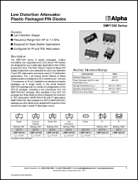 SMP1304-004 datasheet: Low distortion attenuator plastic packaged PIN  diode SMP1304-004