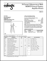 X2N4351 datasheet: 25 V, N-Channel enhancement mode MOSFET general purpose  amplifier/switch X2N4351