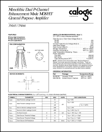 X3N166 datasheet: 40 V, monolithic dual P-Channel enhancement mode JFET general purpose amplifier X3N166