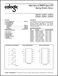 XSD5400 datasheet: High-speed DMOS quad FET analog  switch array XSD5400