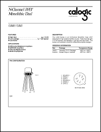 XU441 datasheet: 25 V, N-Channel JFET monolithic dual XU441