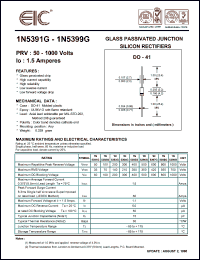 1N5396G datasheet: 500 V, 1.5 A silicon rectifier 1N5396G