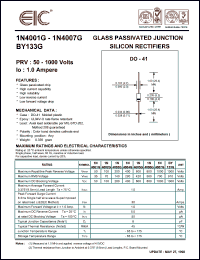 1N4004G datasheet: 400 V, 1.0 A silicon rectifier 1N4004G