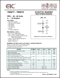 1N5818G datasheet: 30 V, 1.0 A schottky barrier rectifier diode 1N5818G