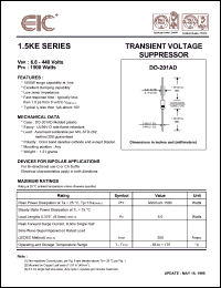 1.5KE7.5A datasheet: 7.5 V, 10.0 mA, 1500 W transient voltage suppressor 1.5KE7.5A