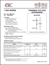 1.5KE7.5 datasheet: 7.5 V, 10.0 mA, 1500 W transient voltage suppressor 1.5KE7.5