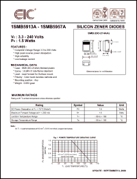 1SMB5914A datasheet: 3.6 V,  1.5 W silicon zener diode 1SMB5914A