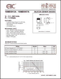 1SMB5916A datasheet: 4.3 V,  1.5 W silicon zener diode 1SMB5916A