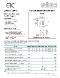 2W04 datasheet: 400 V, 2 A, silicon bridge rectifier 2W04